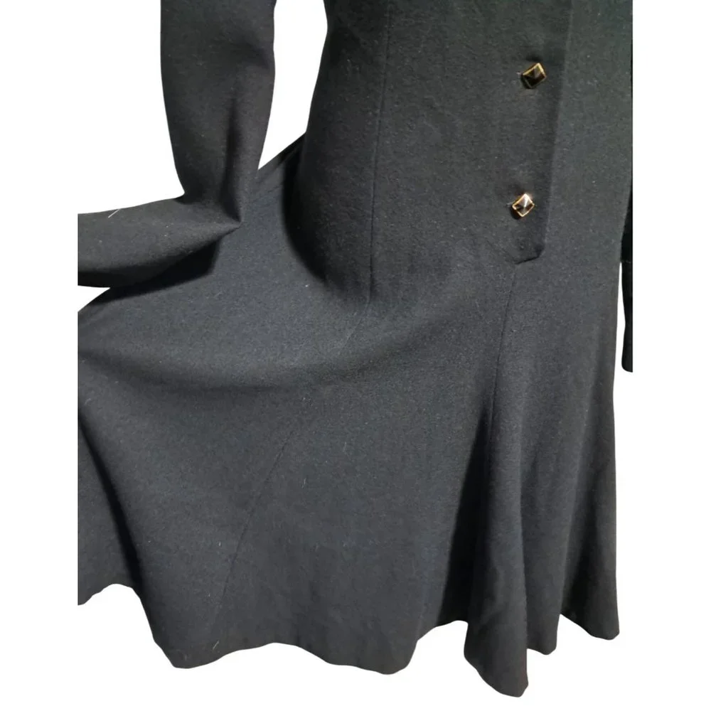 Vintage Anne Klein Wool Dress Womens Size 14 Glass Rivoli Buttons‎ Fit and Flare